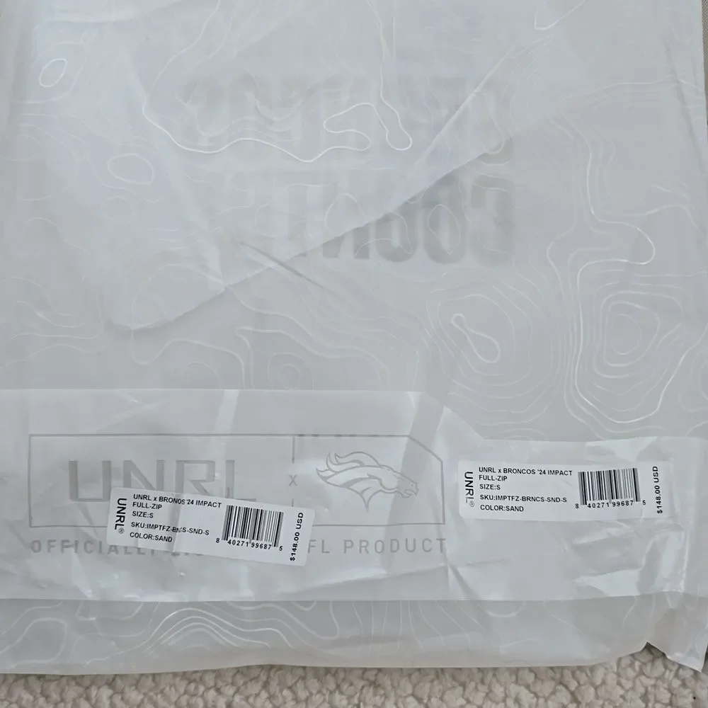 793 NWT UNRL x Broncos Impact Full-Zip SIZE SMALL Color SAND